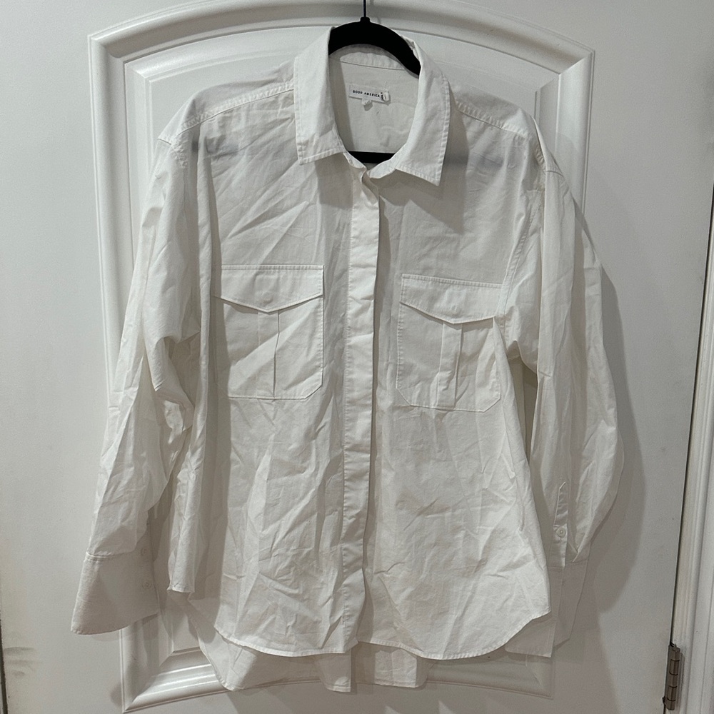 Good American Classic White Button Down Shirt